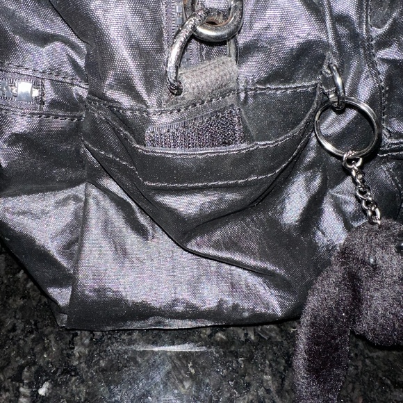 Kipling Defea, Black Metallic Satchel with Monkey and Shoulder Strap, VINTAGE! - Picture 9 of 10